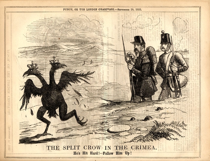 Двуглавый ворон в Крыму. «Он тяжело ранен! Догоняй!». Джон Лич, Punch, 29 сентября 1855 г..jpg