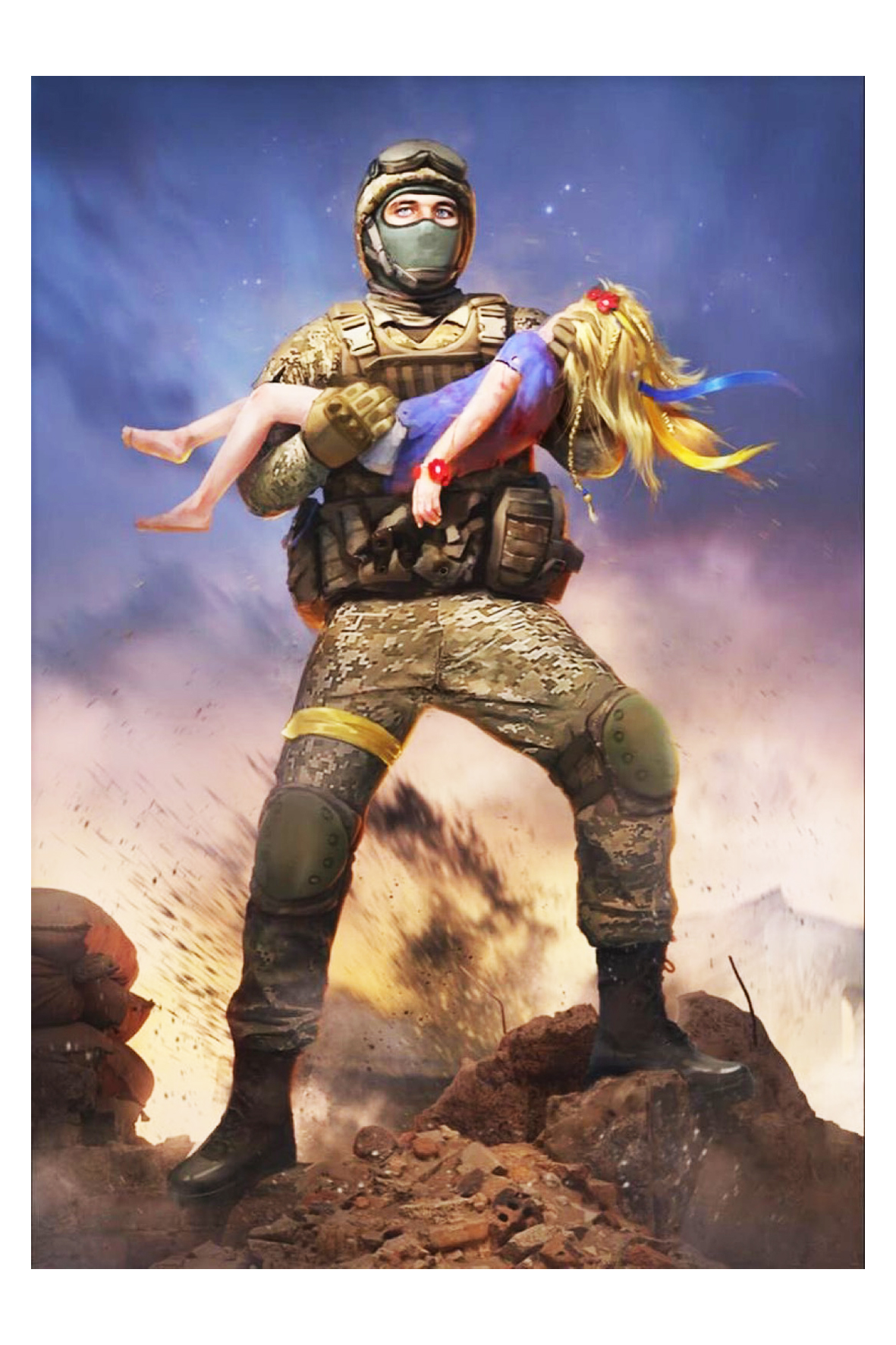 Український солдат рятує дівчинку-Україну.jpg