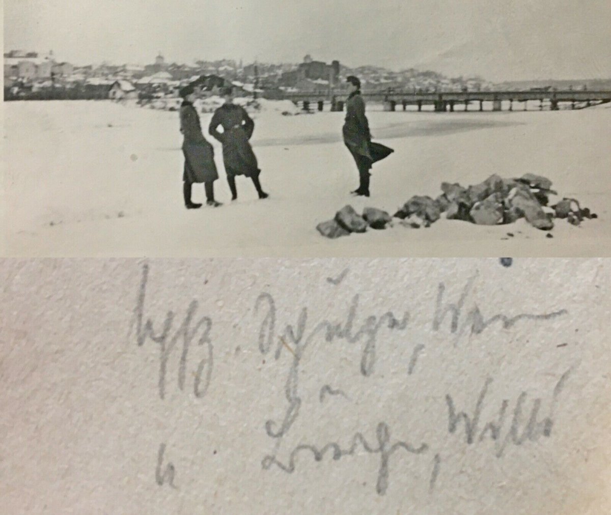 Винница Трое унтер-офицеров на льду Буга (Winniza 25.12.1941 Uffz Wener Schulze und Willi Burge).jpg
