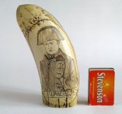 Гравировка на зубе кашалота Наполеон 1815 Скримшоу Реплика