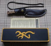 Нож нескладной Browning WhiteTail Legacy+кожаный чехол+темляк,скидка