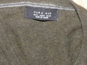 Лёгкий шерстяной свитер олива Zara Man size M/46-48р.