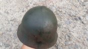 Каска СШ-36 "хасанка" в краске с клеймами и полшлемом
