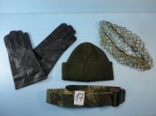 (Лот№17) 4 предмета:Перчатки Франция,шапка,ремень,сетка на каску (с 1й гривны)