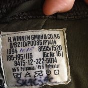 Утеплитель, подстёжка, в парку армии Бундесвер - размер "ГР 16"