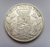 5 франков. Бельгия 1876г. Ag.jpg