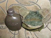 Фляга пластиковая коричневая с термочехлом олива США (лот №10)