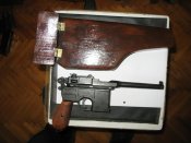 Макет пистолета Mauser C-96 копия Деникс с кобурой дерево