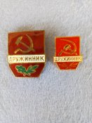 Знак Дружинник (латунный)+ Миниатюра знака+Документ.