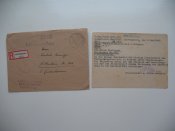 Заказное письмо для отправки знака за ранение Третий Рейх 1943 год