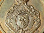 Настольная бронзовая медаль 1937г. Фашистская Италия.Гонка Брешия -Рим- Брешия. (1 000 миль)