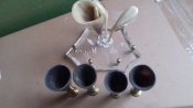 Рюмки из рога и бронзы + подставка
