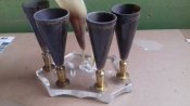 Рюмки из рога и бронзы + подставка