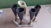 Рюмки из рога и бронзы + подставка