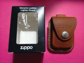 Чехол для зажигалки на пояс Zippo кожаный на кнопке