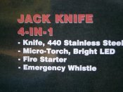 Нож Jack MFH Германия, 4 в 1 ( нож, фонарь, огниво, свисток ).
