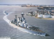 HMS Hood and HMS Express Departing from Portsmouth 1935.jpg