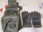 Лот однолямочный рюкзак сумка + перчатки олива XL