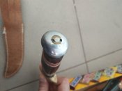 Нож охотничий с наборной рукояткой в кожаных ножнах