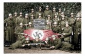 Чехословаки c трофейным немецким флагом в немецко-чехословацкой войне 1939 г