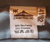 Рубашка армейская J.Weder-Meier AG, размер 41/62, склад, армия ВС Швейцарии (3 шт.)