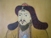 Чингизхан,великий полководец картина на верблюжьей коже.Экологические краски