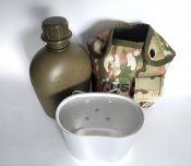 Туристическая, армейская фляга с котелком в чехле US Tactical (мультикам)