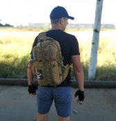 Тактический (военный) однолямочный рюкзак на 16 литров с системой M.O.L.L.E (койот)