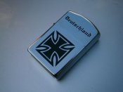 Зажигалка бензиновая с логотипом Железного креста, ветрозащитная. Deutschland