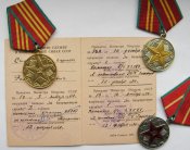 10, 15, 20 лет безупречной службы = ВС СССР = 3 медали + документ /удостоверение/