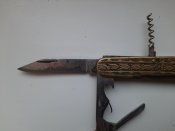 Ножик ,накладки латунь, знак качества.
