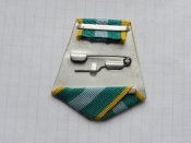 Колодка из алюминия, однослойная с лентой к медали --За преобразование Нечерноземья РСФСР