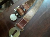 Ремень скаута с литой латунной прягой и кожаным полотном(За Вашу цену старт с 1-й гривны)