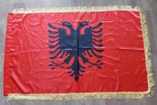 Флаг Албании с бахромой, однослойный, шёлк, размер 88 х 144 см