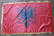 Флаг Албании с бахромой, однослойный, шёлк, размер 88 х 144 см