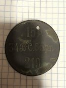 Жетон 34 Восточно-Сибирский стрелковый полк 15 рота