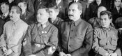 И. Сталин, К. Ворошилов, Л. Каганович, Н. Ежов.