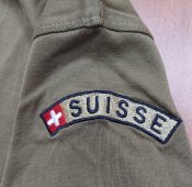 Футболка армейская, нашивка Suisse, хаки, хлопок, размер 48, 2012 г, склад, армия ВС Швейцарии