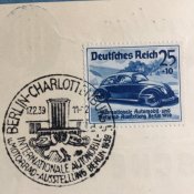 3- рейх. 1939 г. Спецгашение на Deutsche Bank. Международная авто- и мотовыставка в г. Берлине