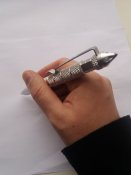 Тактическая шариковая ручка цвет серебристый