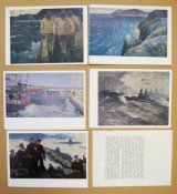 Художники-маринисты = флот, корабли, ВМФ = полный набор 1976 г. = 15 шт. = тираж 35 тыс.