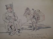 Эрзинджан 1916 год "Солдат с Вьючным Осликом" Художник Покаржевский Петр Дмитриевич +2 Работы