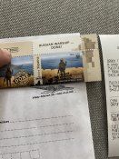 марки "руский воєнний корабль ... всьо" 4 бока марок