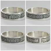 Серебряное кольцо с девизом:"Будь лучше, чем ты есть"-  "Mehr Sein als Scheinen"