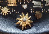 Этническая сумка на пояс, кошелёк, ручная работа, кожа, едельвейс, 25 х 15 см, в резерве