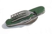 Набір туристичний, виделка, ложка, ніж, відкривачка green (1399)