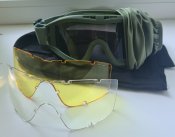 Тактические очки маска 3 сменных линзы олива