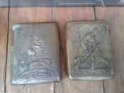 Портсигар Пограничник с собакой 30х годов