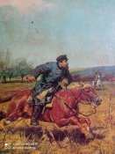 Картина на стіну ,, полювання на лисиць"  31см.Х 39 см.1979 р.