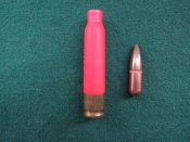 Американский опытный патрон 5,56 с пластиковой гильзой.Трассирующий